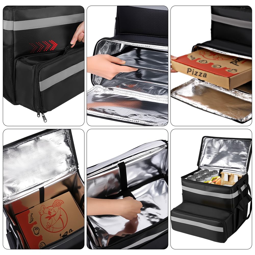 Paquete de Entrega de Alimentos Ampliable, Black, 15.7"x 14.5"x 10.6", Mochila de Entrega de Alimentos
