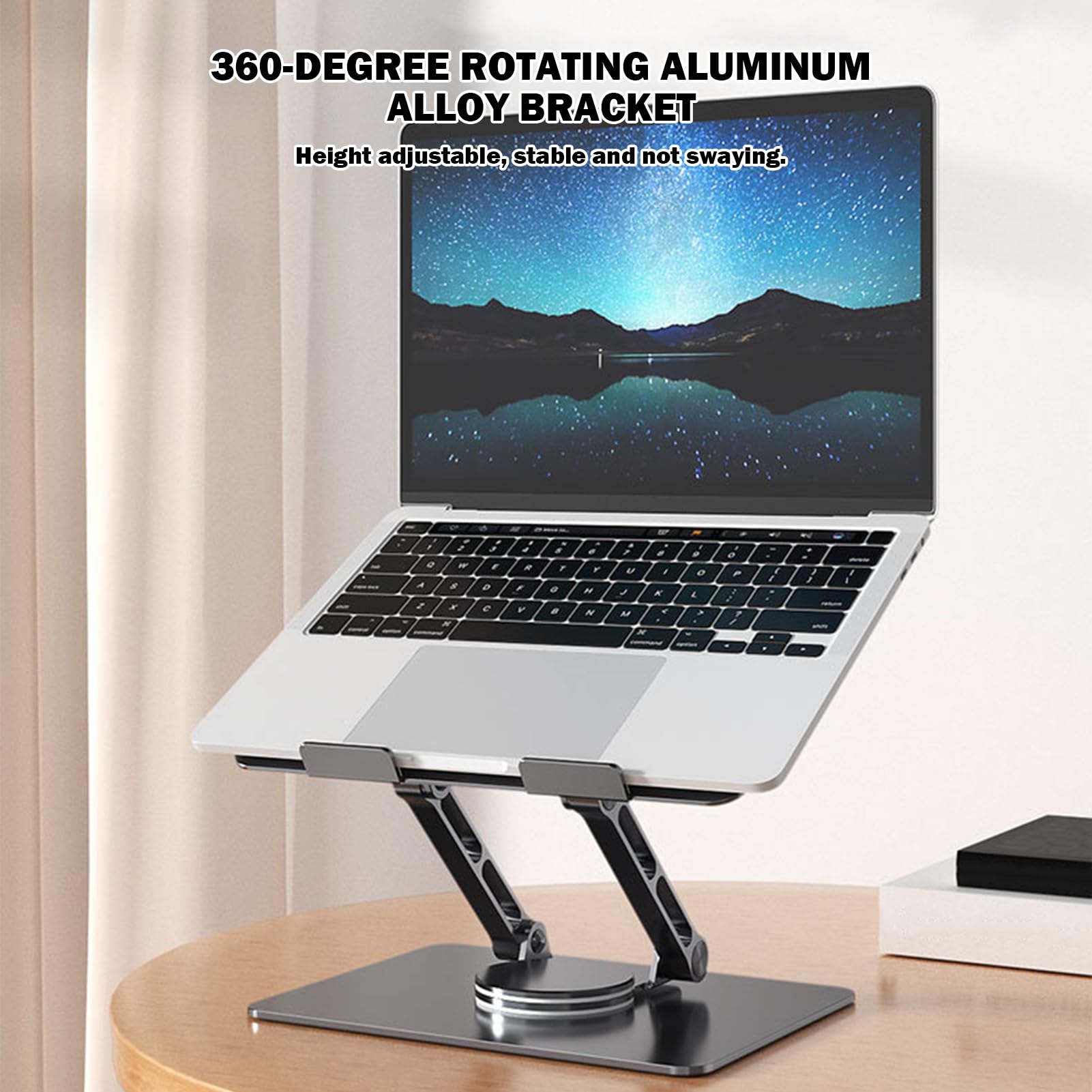 Supporto per laptop in alluminio, supporto regolabile per laptop con | rotazione a 360°, pieghevole in lega di alluminio per notebook e tablet, supporto ergonomico e portatile per postazioni di la