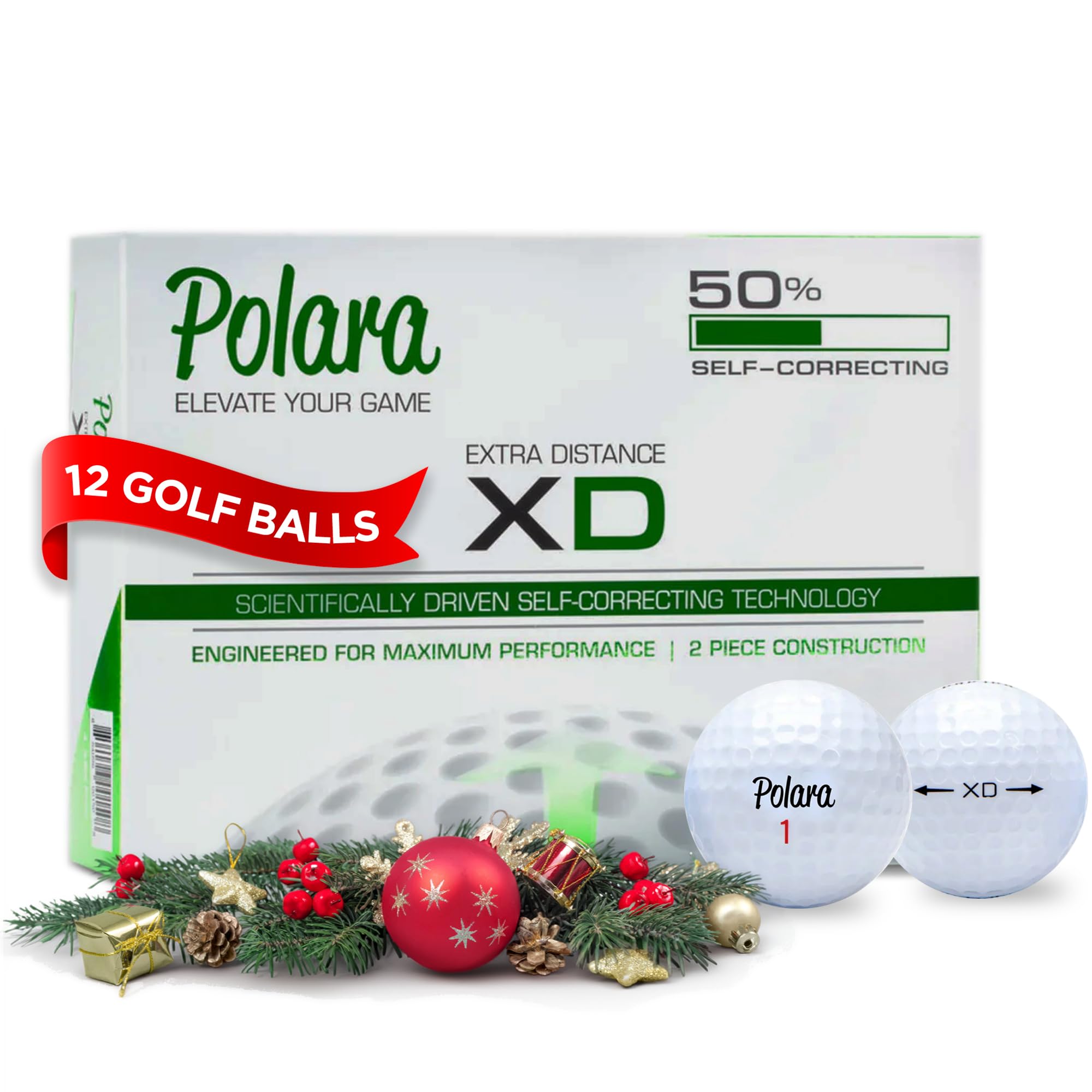 Polara Ultimate Straight, Extra Spin, Extra Distance, and Extra Distance & Spin Premium Golf Balls | Hook and Slice Correction | Perfect for Recreational Golfers | 1 Dozen Balls