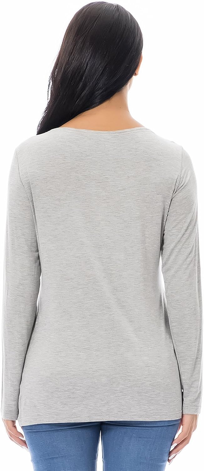 Smallshow Women's Nursing Tops Long Sleeve Shirts for Breastfeeding 3-Pack - Image 5
