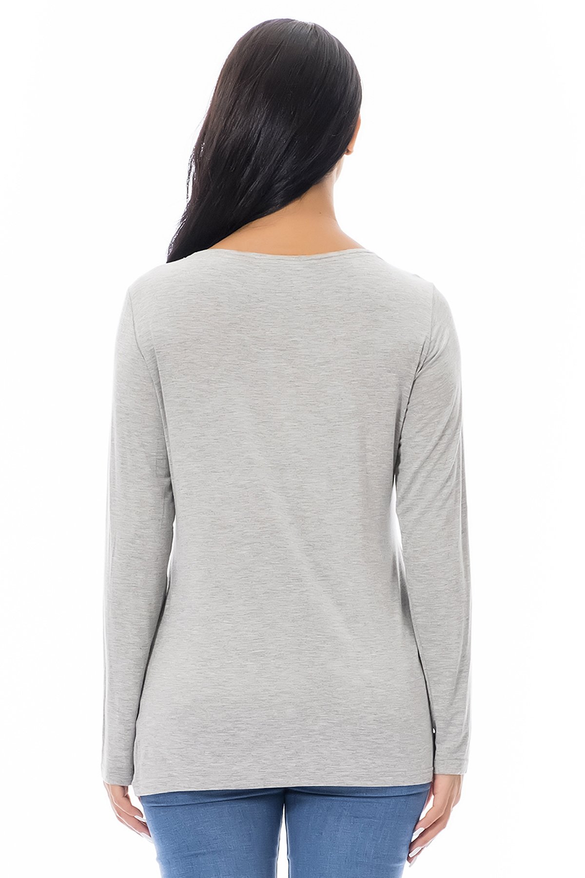 Smallshow Camicie da donna a maniche lunghe per allattamento al seno, 3 pezzi, Nero - luce grigio-bianco striscia (3 confezioni), L