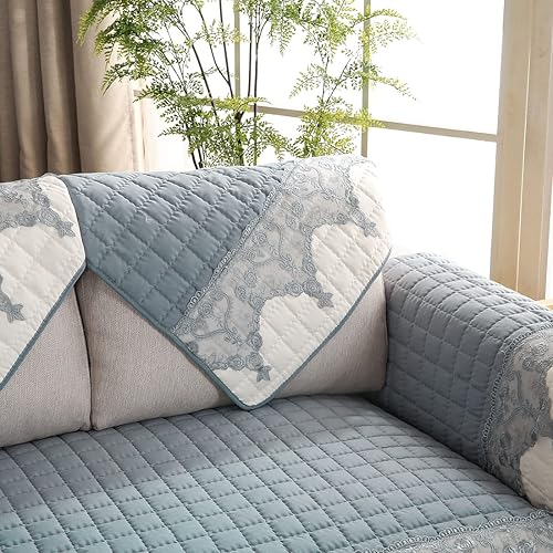Miniatura 5 de vctops Funda de sofá de encaje bordado, funda acolchada para sofá modular, funda antideslizante para sofá, para perros, gatos y mascotas, para sofá