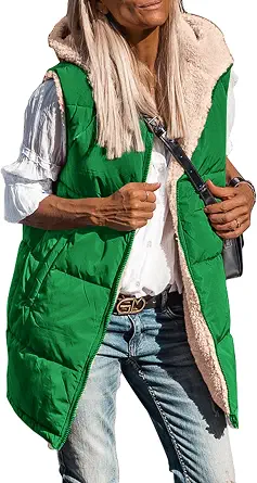  Women's Winter Reversible Fleece Long Vests