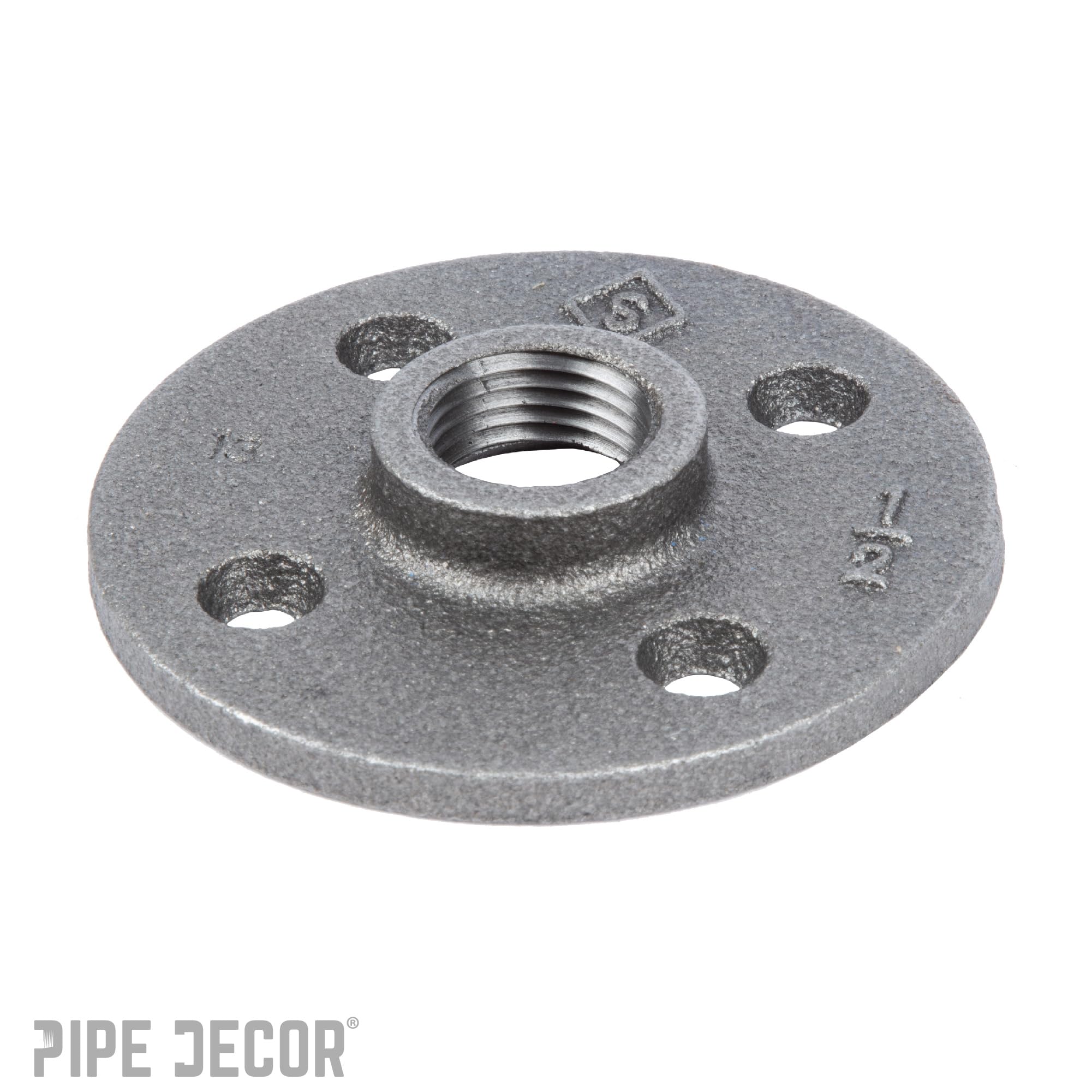 PIPE DÉCOR Industrieflansch – 4 Stück, 1,27 Cm, Quadratisch, Aus Temperguss, Für DIY-Möbel & Regale