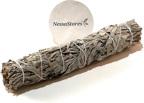 Miniatura 4 de 16 barras de manchas extragrandes de salvia blanca California, 9 pulgadas, atadas a mano, totalmente naturales, de origen ético para limpieza del