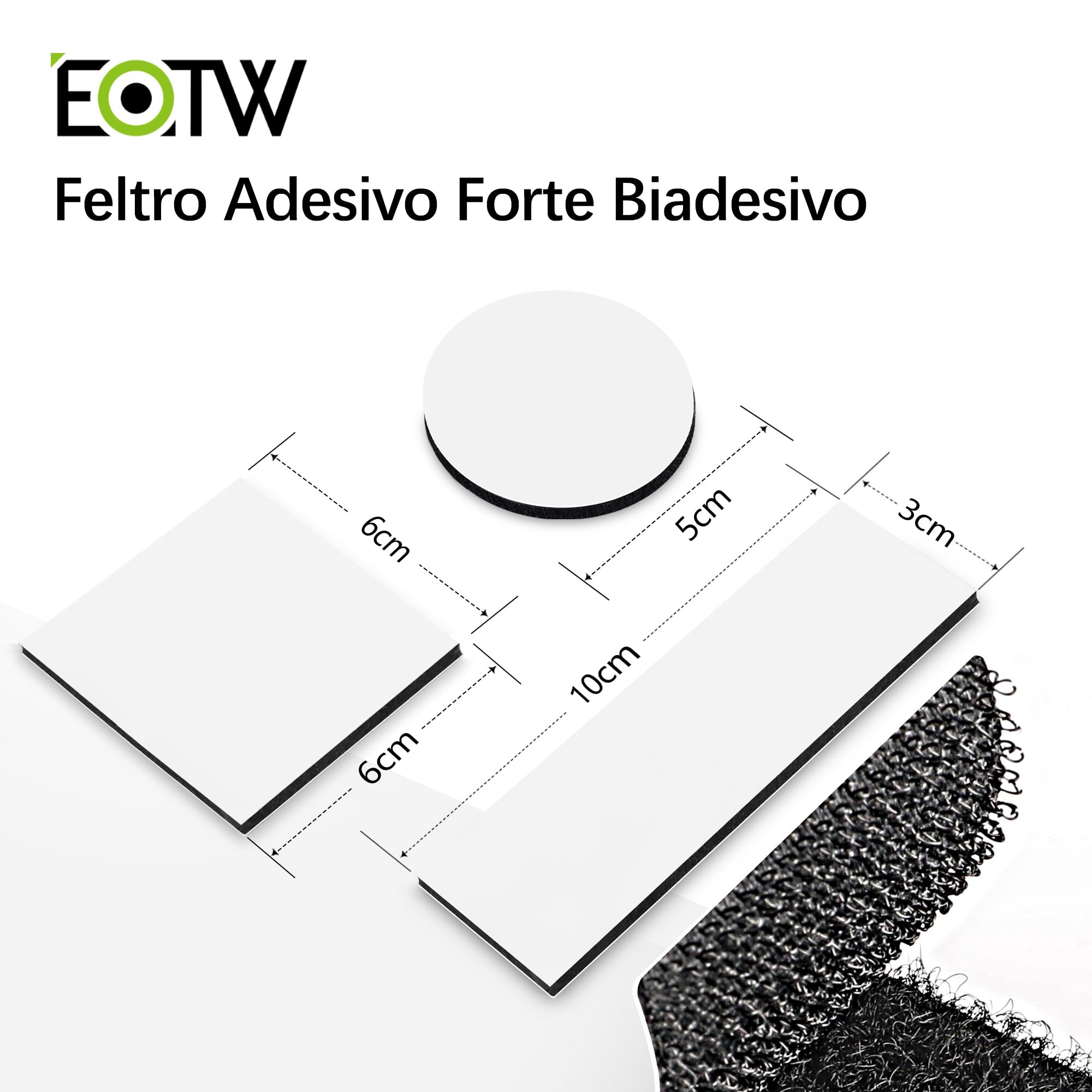 Nastro Adesivo Forte Biadesivo - 12 Pezzi Feltro, 3x10 Cm, Nero - Foto 14