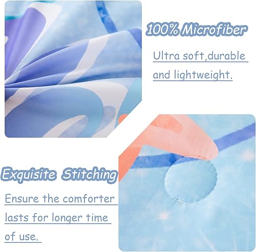 Miniatura 4 de ZRNBAST Juego de edredón de sirena tamaño individual para niñas, juego de ropa de cama de 3 piezas morado y rosa para niños y adolescentes, edredón