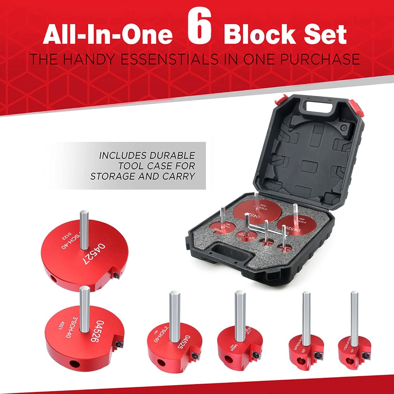 6 Piece PVC Pipe Reamer Set, Aluminum Fitting Socket Saver, 3/4 to 4 Inch Sizes, Compatible With 1/2 Inch Drill Bits