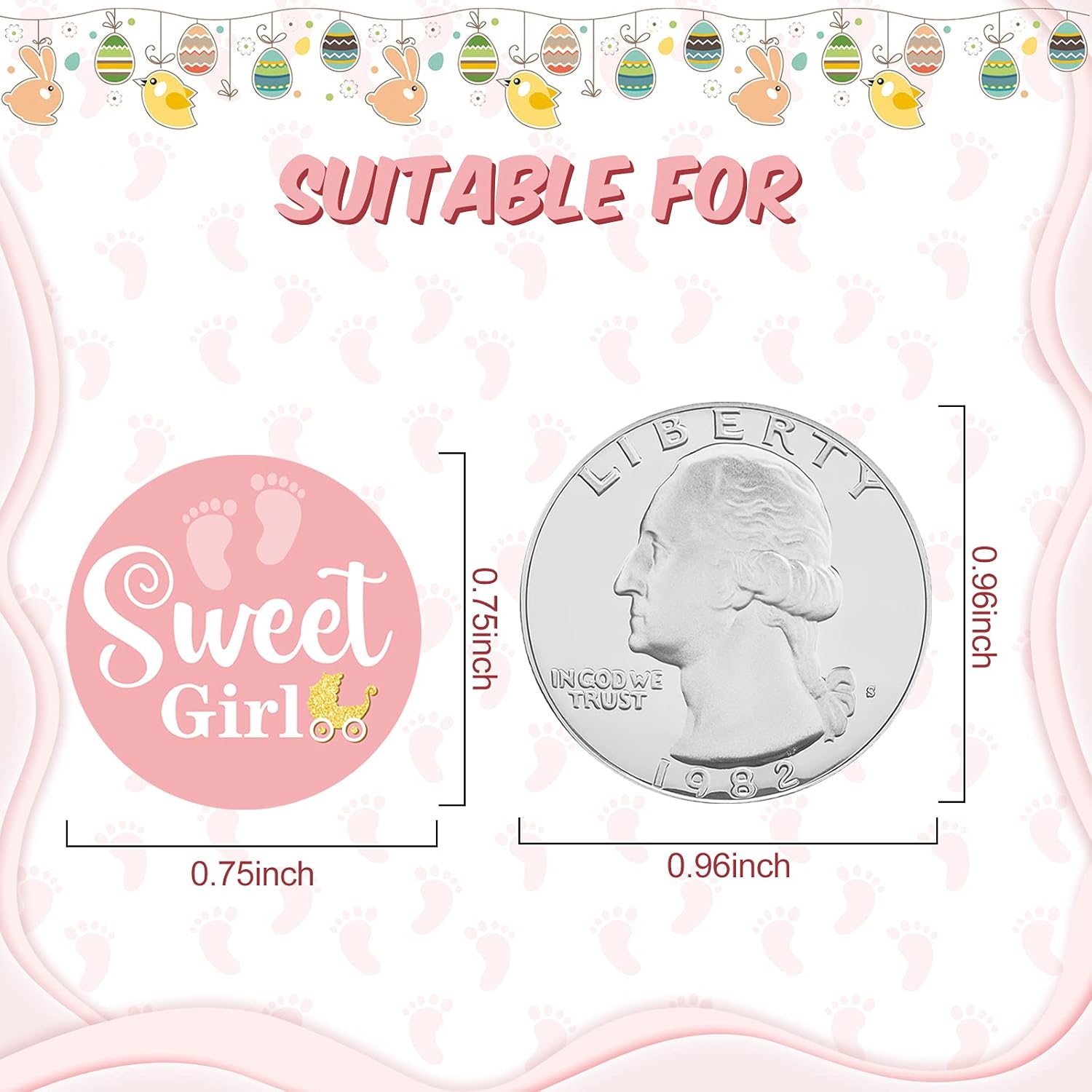 Clabby 504 Pieces Boy Girl Baby Shower Favors Stickers Mini Kisses Candy Stickers Chocolate Drop Labels Wrappers Little Cutie Baby Shower Decoration for Sprinkle Birthday Party(Pink Girl Style)