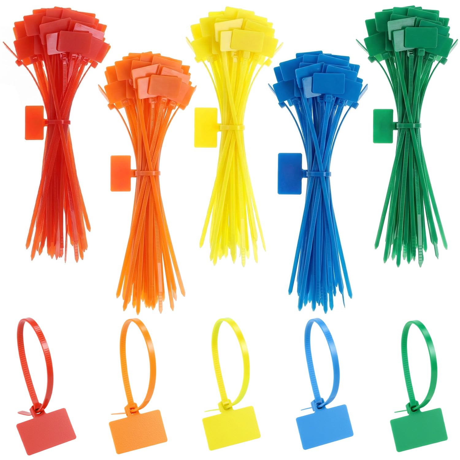 QWORK® Zip Ties 150 x 3mm Nylon Cable Labels Ties Tags, 250pcs, Self-Locking, UV & Corrosion Resistant, Multi-Color Options