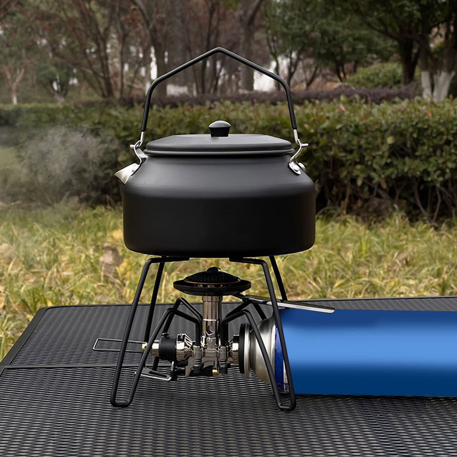 Fornello da Campeggio, Mini Fornello a Gas Portatile Pieghevole, Fornello da Campeggio per Barbecue con Forte Potenza di Fuoco, Fornello da Campeggio Resistente al Vento