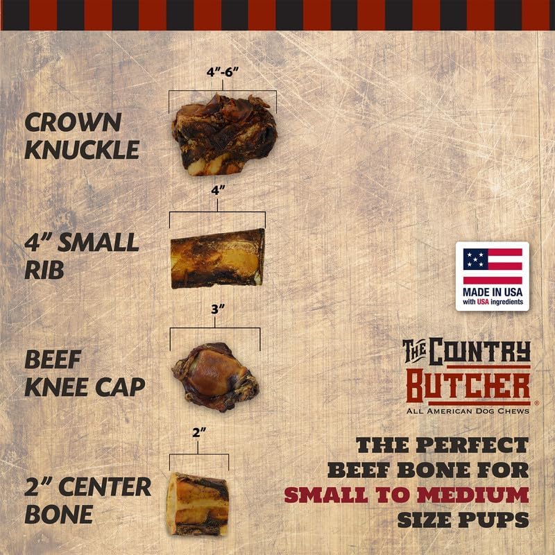 Miniatura 7 de THE COUNTRY BUTCHER Huesos de perro de médula de res de 2 pulgadas para masticadores agresivos, golosinas para perros de raza media, natural,