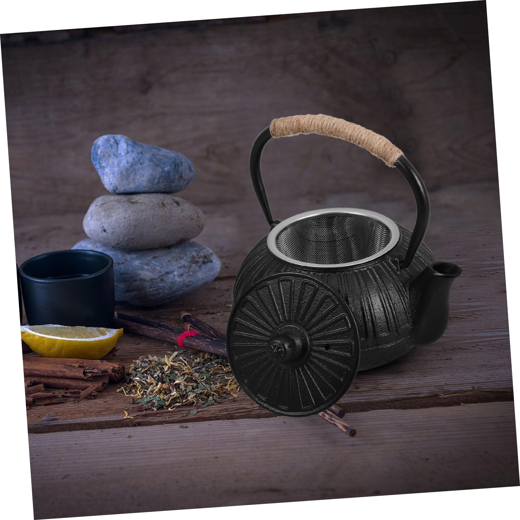 PRETYZOOM tetera de hierro fundido inducción largo retro con té pava y tetera japonesa cafetera de camping olla japonesa tetera para acampar teteras planchar Black