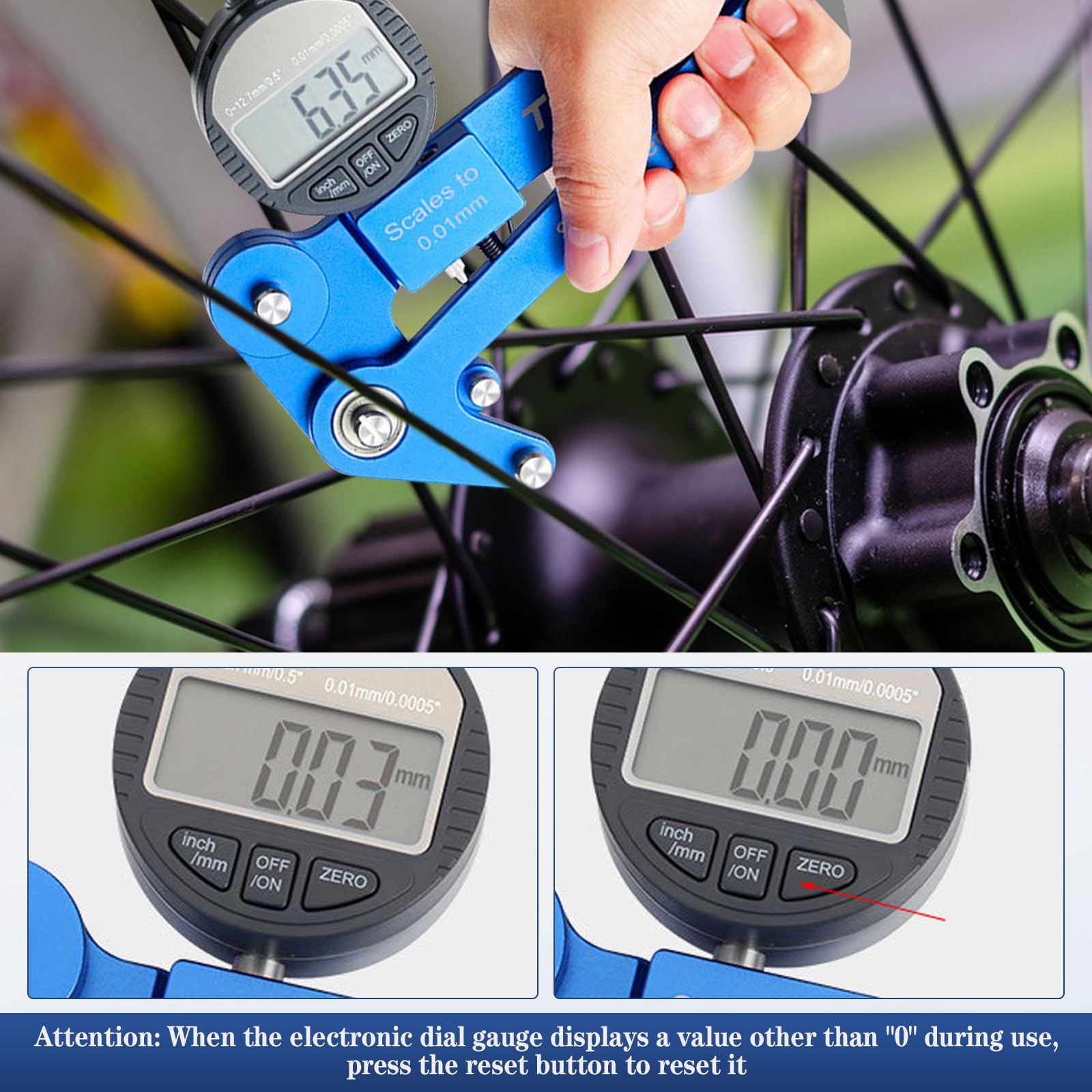 Fahrrad-Speichen-Spannungsmesser, Aluminiumlegierung, hohe Präzision, genaue Anzeige, Fahrrad-Speichenspannungsmesser mit Fahrradspeichenschlüssel-Werkzeug