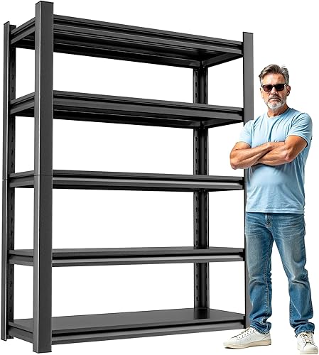 Estante de almacenamiento Estante de almacenamiento de garaje resistente de 5 estantes, organizador de estantería de metal para garaje, hogar y