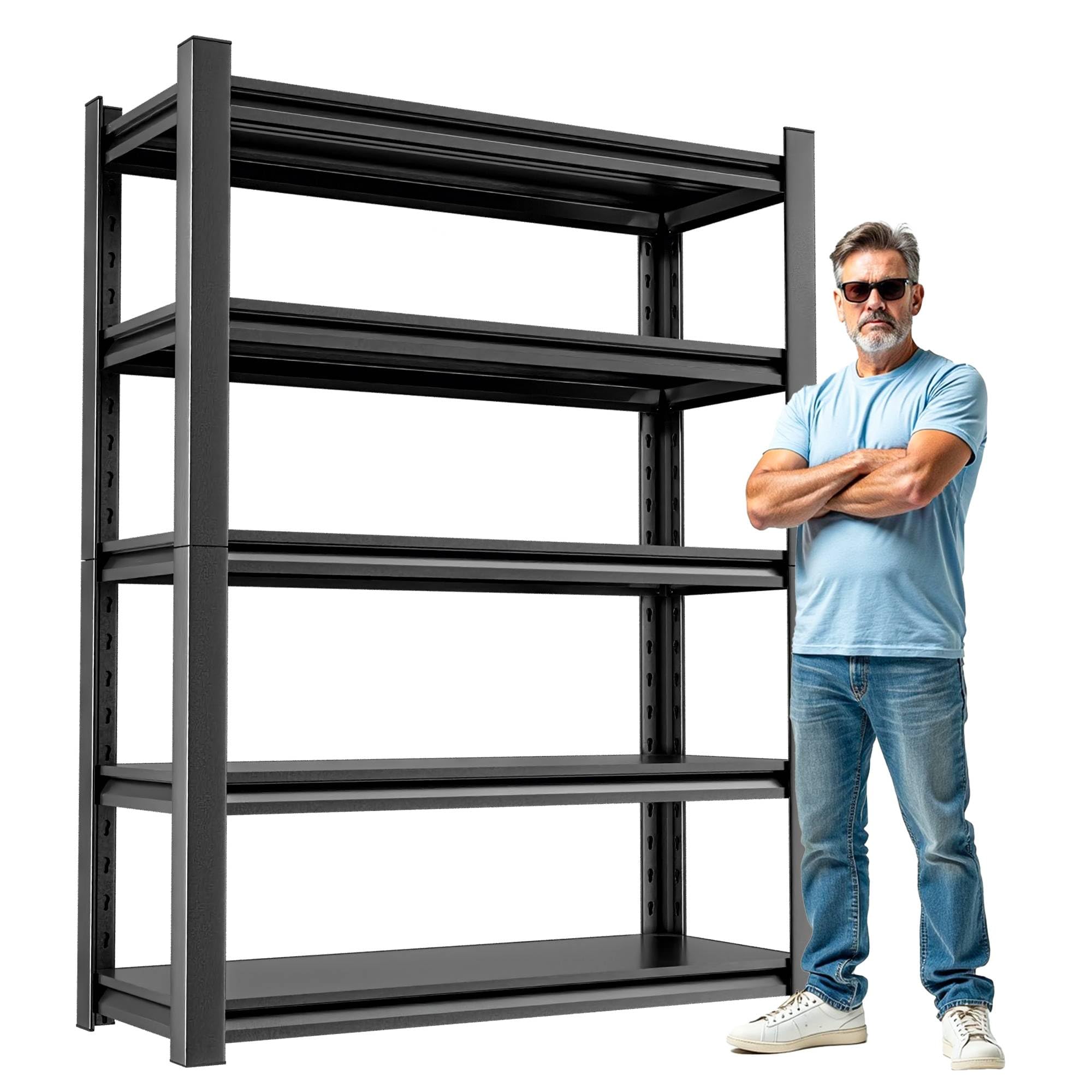OLLRRACT Storage Shelving Rack - 5 Shelf Heavy Duty Garage Storage Shelf, Metal Shelving Organizer for Garage, Home, and Utility Rooms, Maximize Space