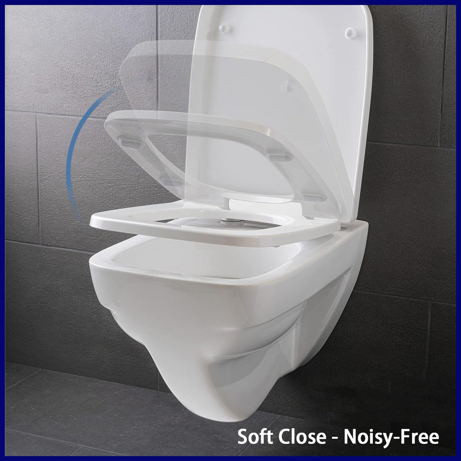 Asiento de inodoro de cierre suave, fácil de ajustar, forma cuadrada, fácil de limpiar, asiento de inodoro de liberación rápida, asiento de inodoro duradero, bisagras ajustables de cierre lento,