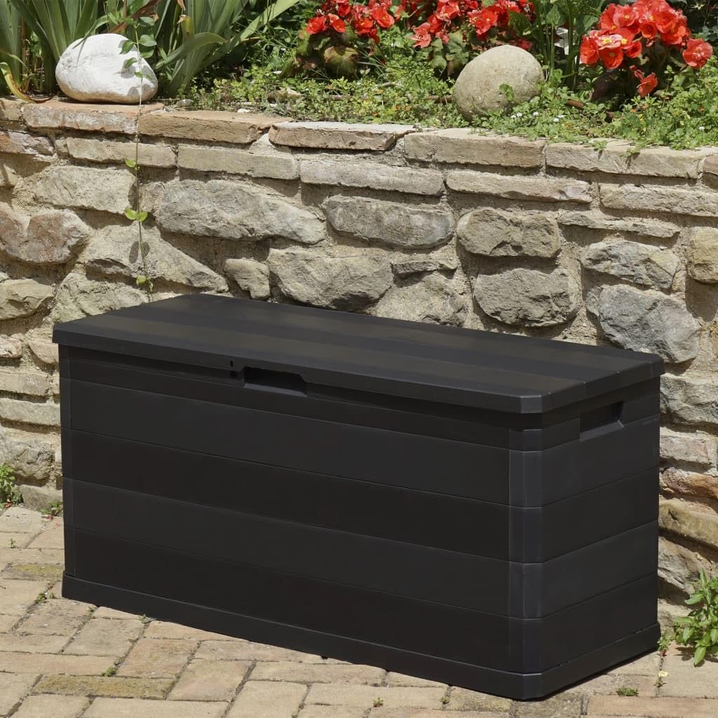 vidaXL Skrzynia ogrodowa, czarna, 117 x 45 x 56 cm