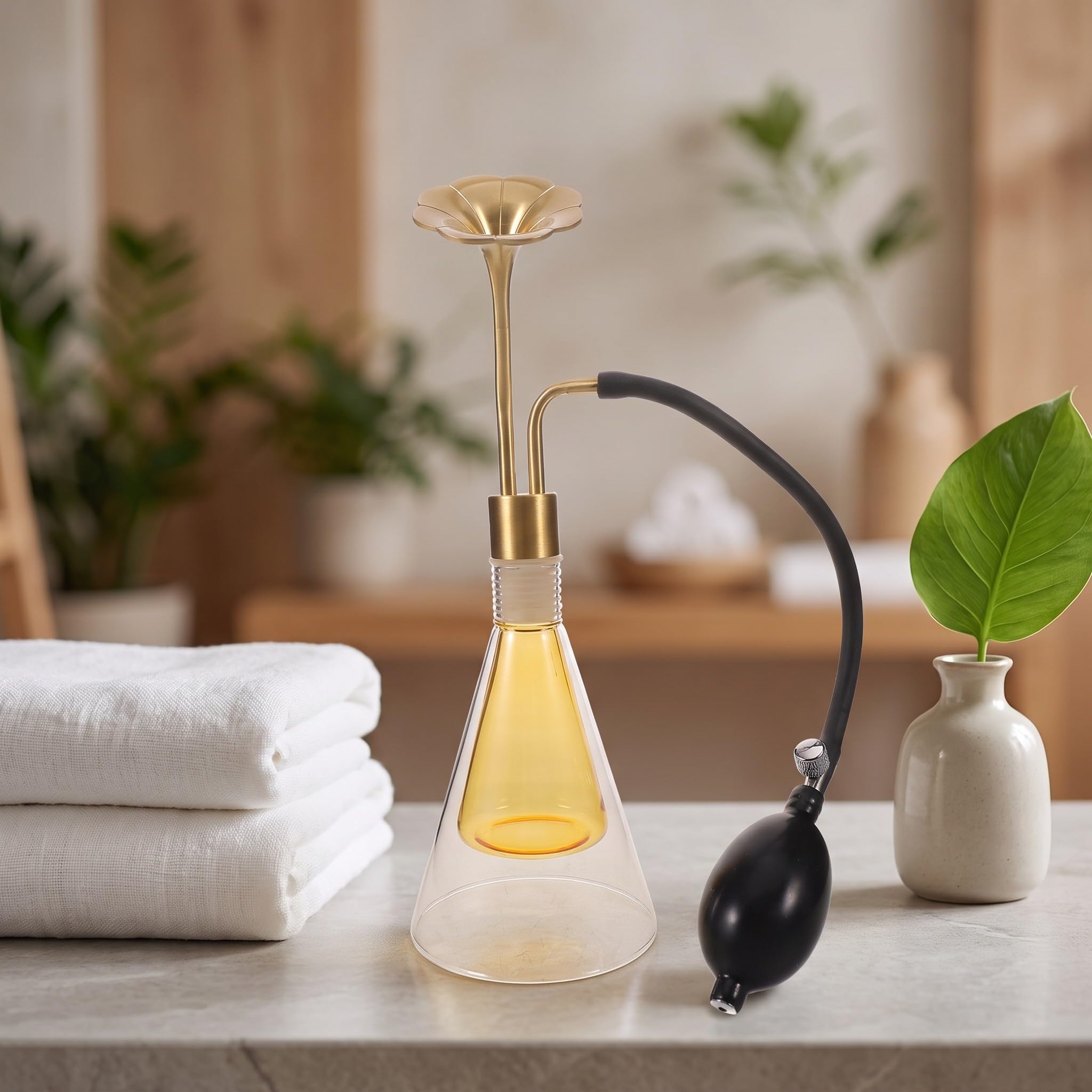 SOLUSTRE Szklana butelka do perfum, 90 ml/3 uncje, atomizer z gruszką i kwiatowym kubkiem, precyzyjny atomizer do pobierania próbek zapachu do treningu nosa, próbkowanie w salonie