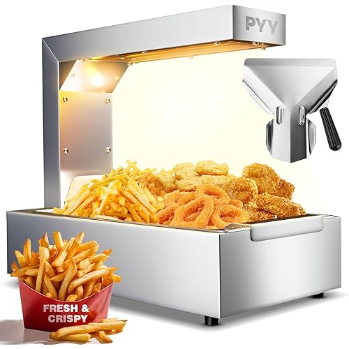 PYY French Fry Warmer - Commercial Food Heat Lamp Food Warmer Light 122°F Free-Standing Warming Fry Dump Station Countertop Fries Warmer Commercial Food Warmer for Chips Churros Buffet Restaurant