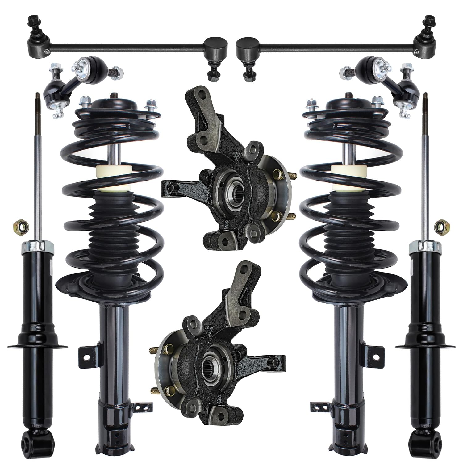 Detroit Axle - Front Knuckles Struts Rear Shocks for 2007-09 Dodge Caliber