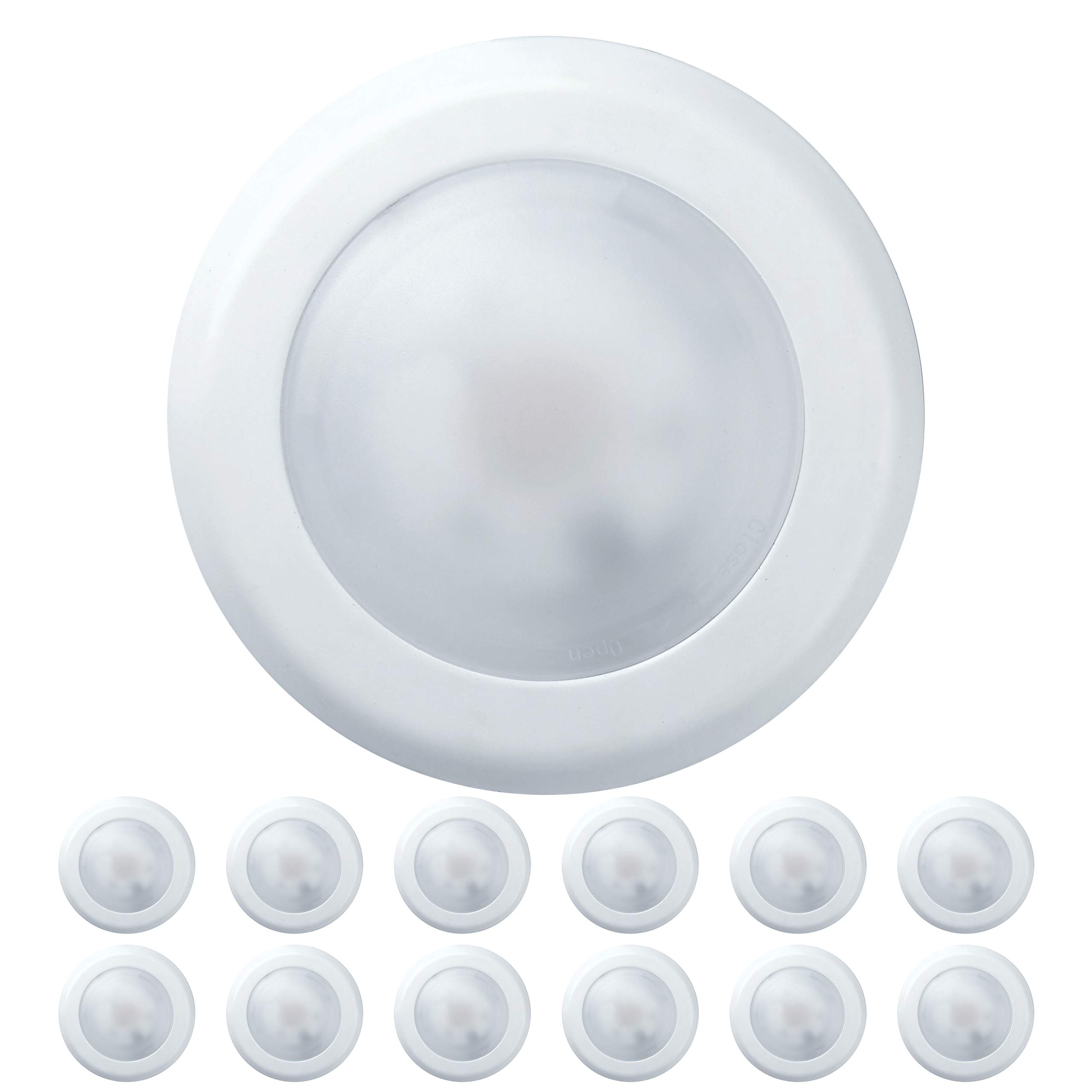 Shine LED 12 Pack Flush Mount 5/6” 15W Disk Downlight Fixture – 1200lms, 120W Equivalent, Damp-Rated, ETL & Energy Star Certified, Retrofit Recessed Home, Office Lighting (3000K Warm White)