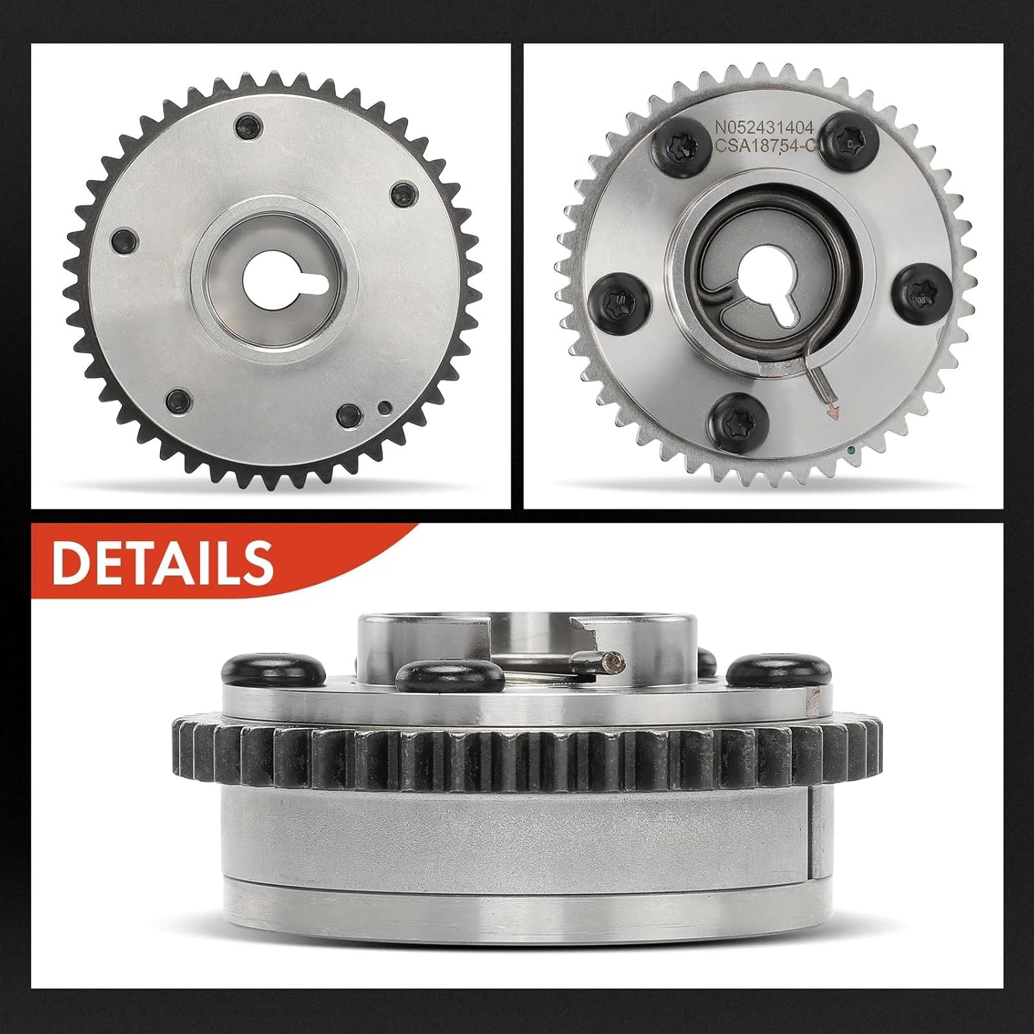A-Premium Intake and Exhaust Variable Valve Timing (VVT) Sprocket Gear Camshaft Adjuster Compatible with Honda Civic 2019-2020, Accord 2018-2022 & Acura RDX 2019-2022, TLX 2021-2022, 2.0L, 2-PC Set