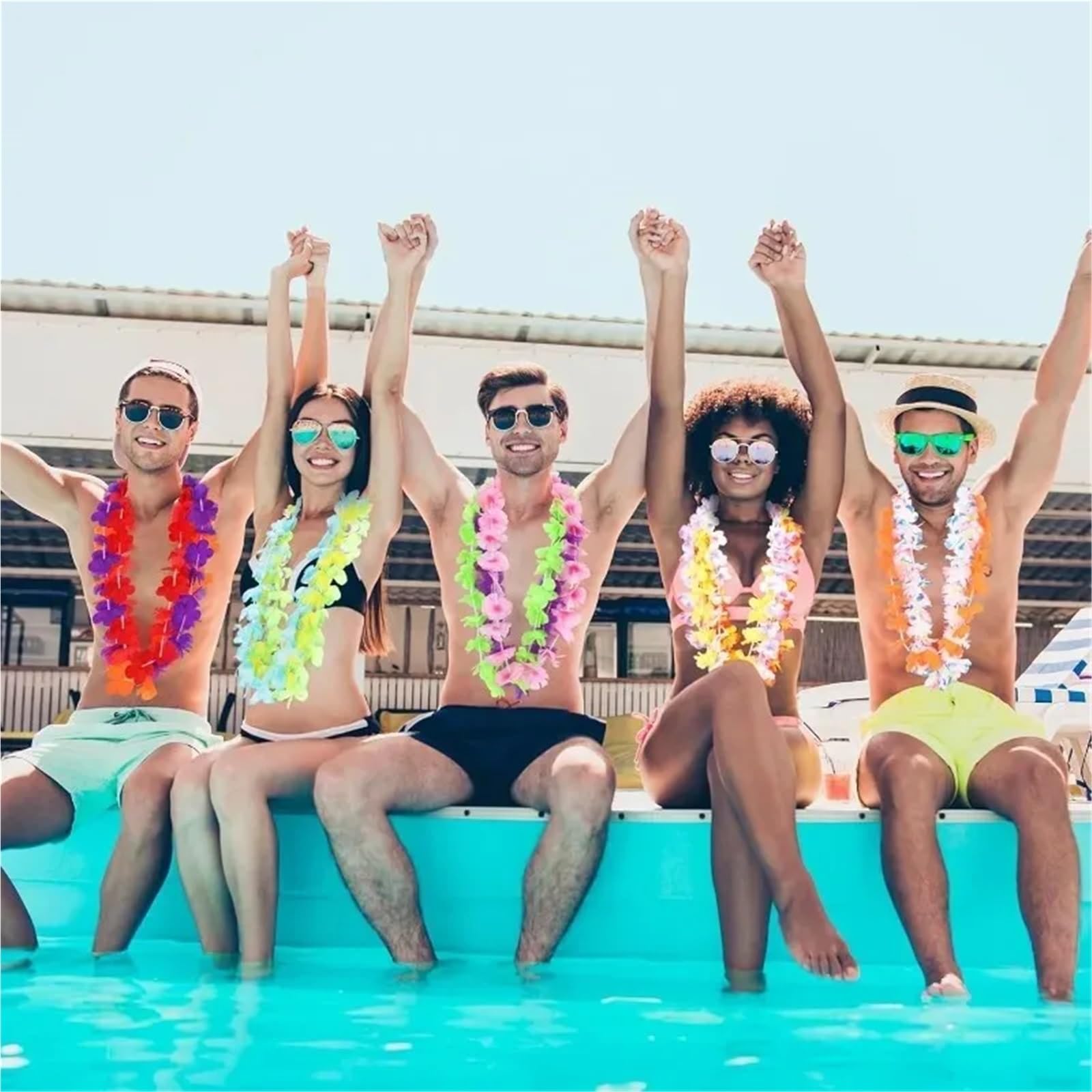 Hawajskie kwiatowe girlandy, 20/30 szt. Hawajski wianek ze sztucznych kwiatów na przyjęcie urodzinowe plaży(Color a,30PCS)