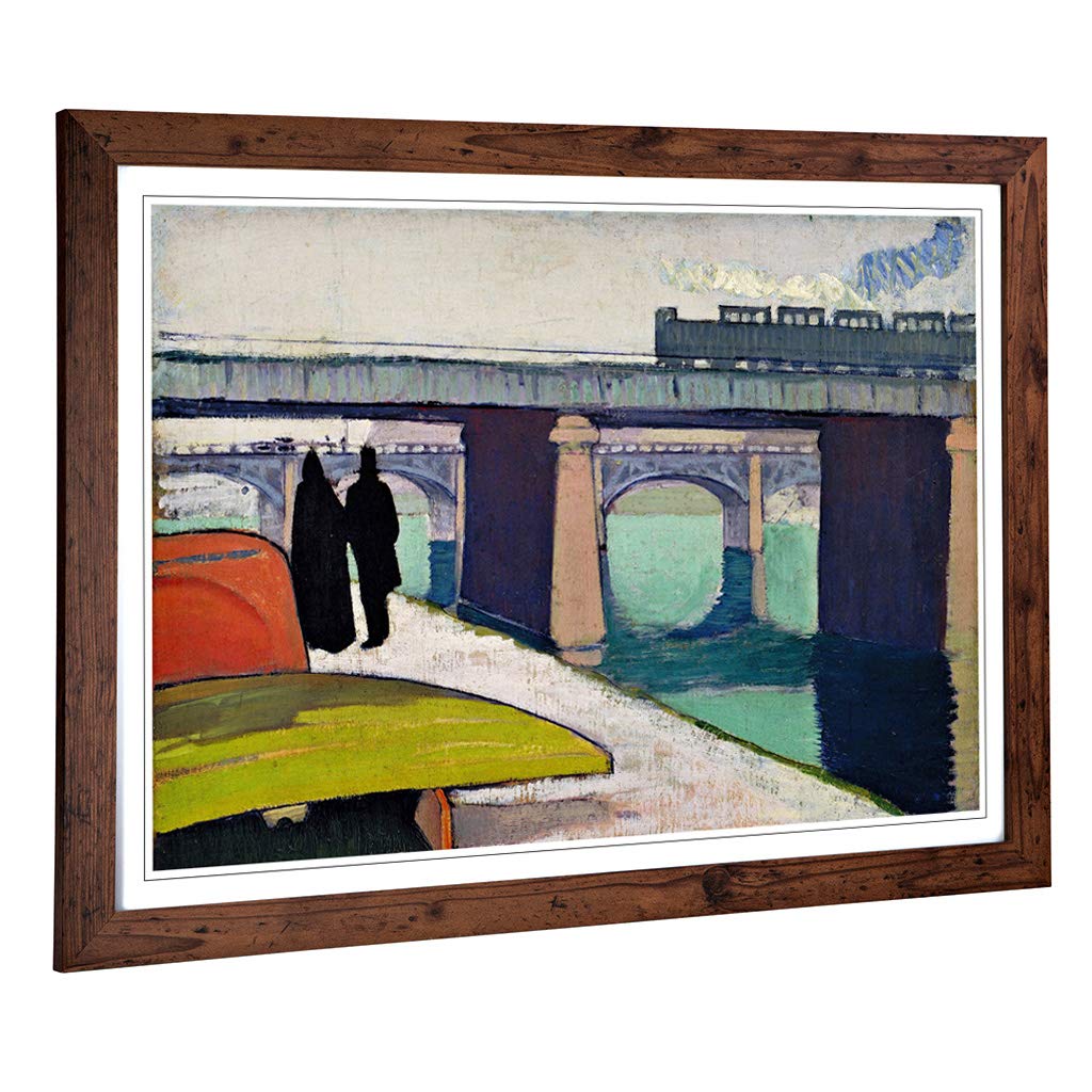 Big Box Art Framed Print of Emile Bernard A Stroll by The River Design | Wall Art Picture | Home Decor for Kitchen, Living Room, Bedroom, Hallway, Walnut, A2 / 24.5x18 Inch / 62x45cm
