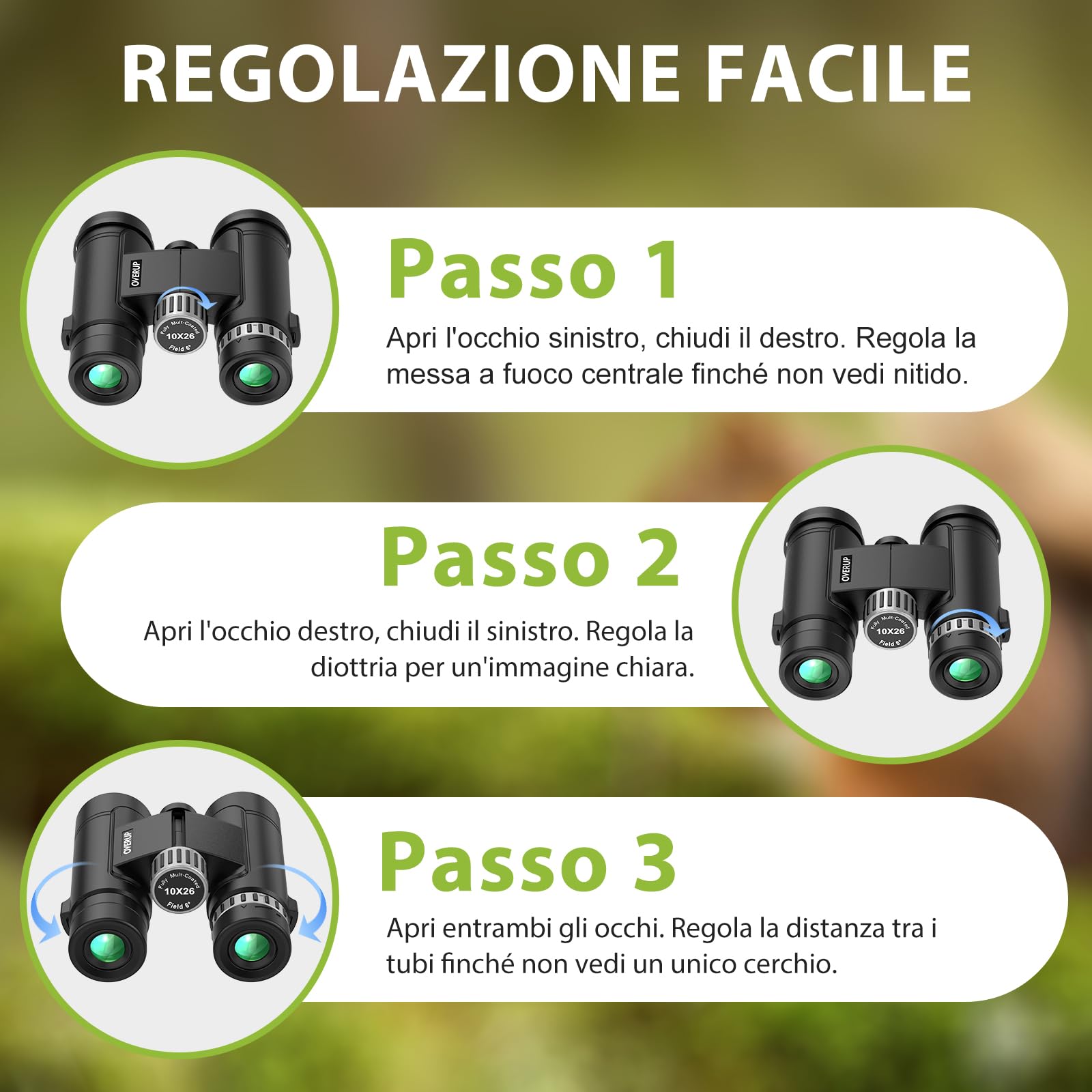 Binocolo Professionale Compatto 10x26, Prisma BAK4 e Lenti FMC Multistrato, Leggero e Impermeabile, per Birdwatching, Escursionismo, Viaggi e Concerti, Adatto ad Adulti e Ragazzi | Leggero e Impermeabile, per Birdwatching, Escursionismo, Viaggi e Concerti