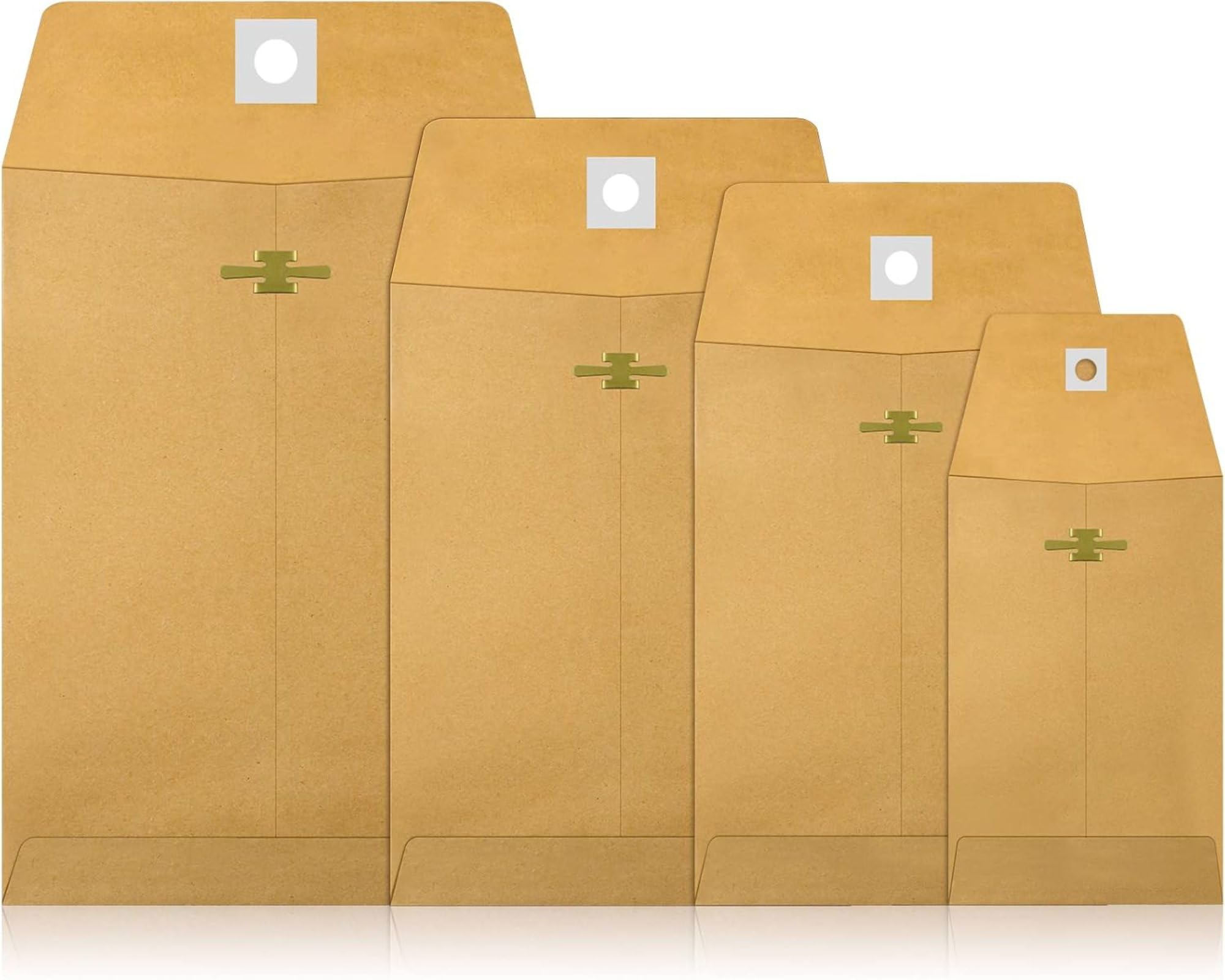 Frienda 4 Sizes Clasp Envelopes Kraft Paper Catalog Clasp Envelope with Closure for Filing, Storing or Mailing Documents, 50 Pieces (6 x 9 In, 9 x 12
