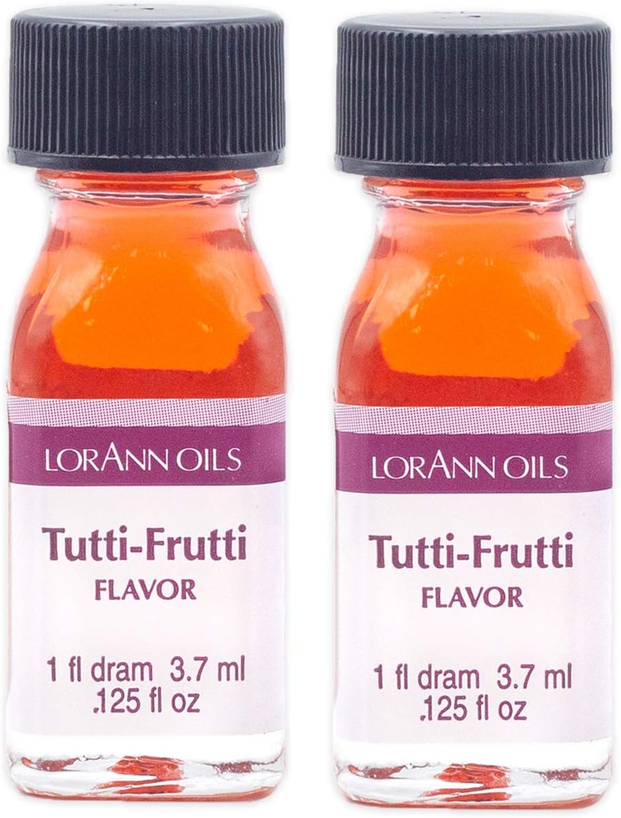 Super Strength Flavoring - Used For Candy Making, Flavoring, Baking, Hard Candy, & Flavor Oils - Bold, Natural Flavors 4X Stronger Than Extracts - Tutti Frutti, Pack of 2, 0.125 fl oz