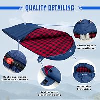 Keencamp XXL Téli Hálózsák 4 Évszakos Használatra - Flanell Béléssel, Pamut Töltettel, -1°C-ig, Kempingezéshez, 230x90 cm, Tengerészkék - Navy-L-Zip 3
