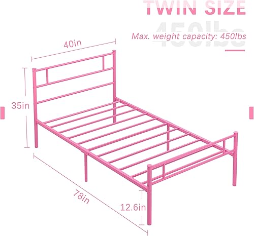Miniatura 2 de VECELO Base de cama de plataforma individual con cabecero y estribo, almacenamiento debajo de la cama de 12 pulgadas y fuerte soporte de listones de