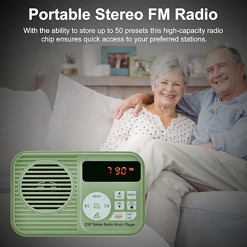 Miniatura 4 de Docooler Radio FM portátil, radio digital con pantalla LCD, conector para auriculares de 0.138 in, luz LED, altavoz Bluetooth retro con estéreo,
