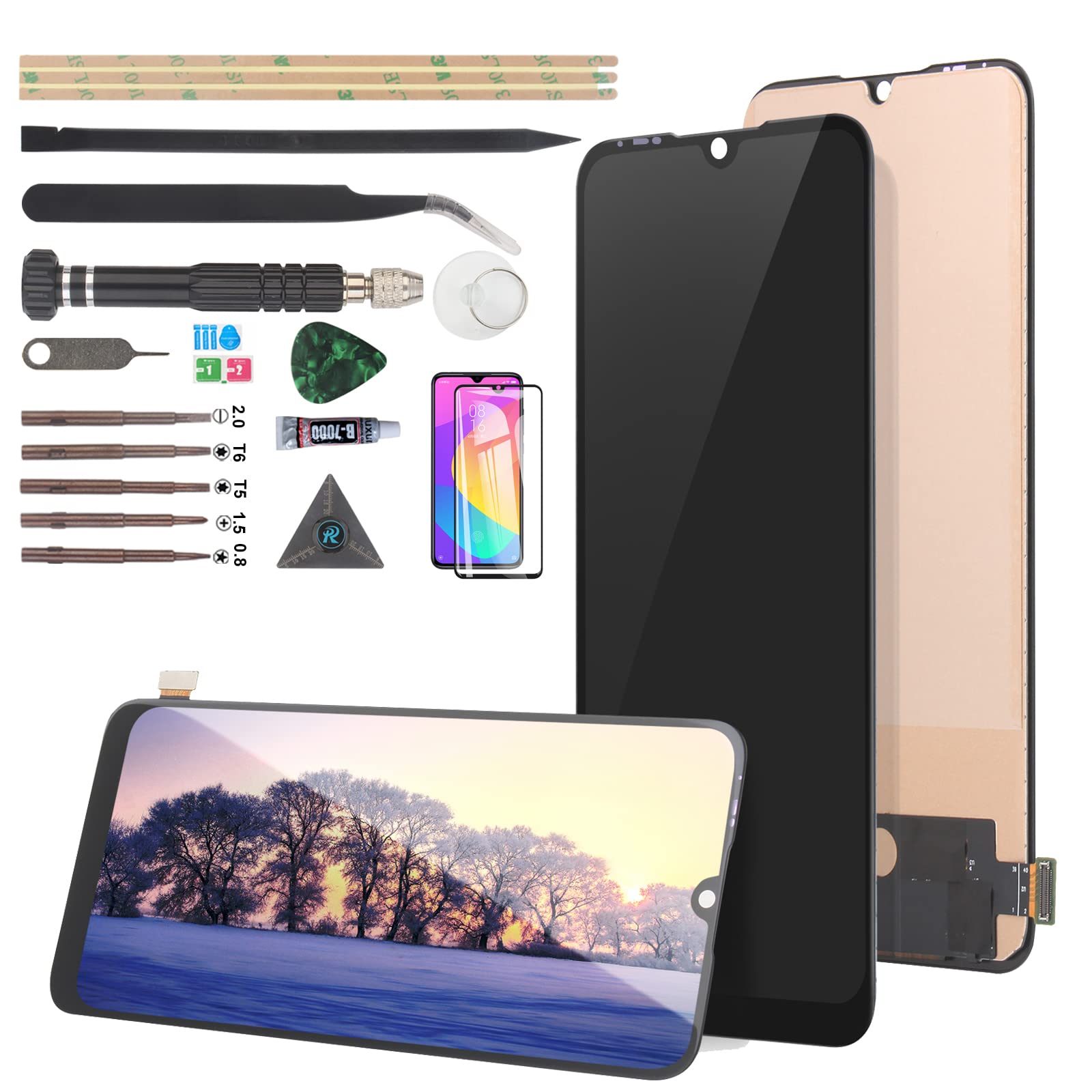 RongZyDisplay for Xiaomi Mi A3/Mi CC9e Screen Replacement LCD Touch Screen Internal Digitizer for M1906F9SH M1906F9S Replacement Assembly with Tools Kit(Not for Mi CC9)
