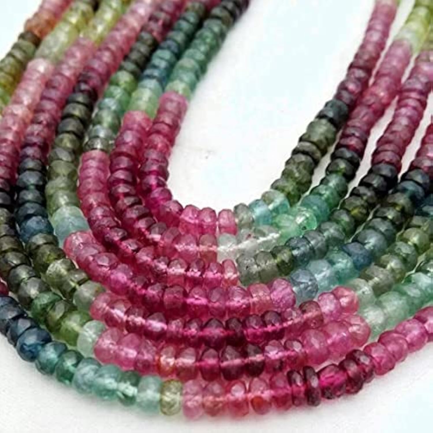 Perles tourmaline facettées rondelles naturelles 3.5mm-4mm pour création de bijoux E0352