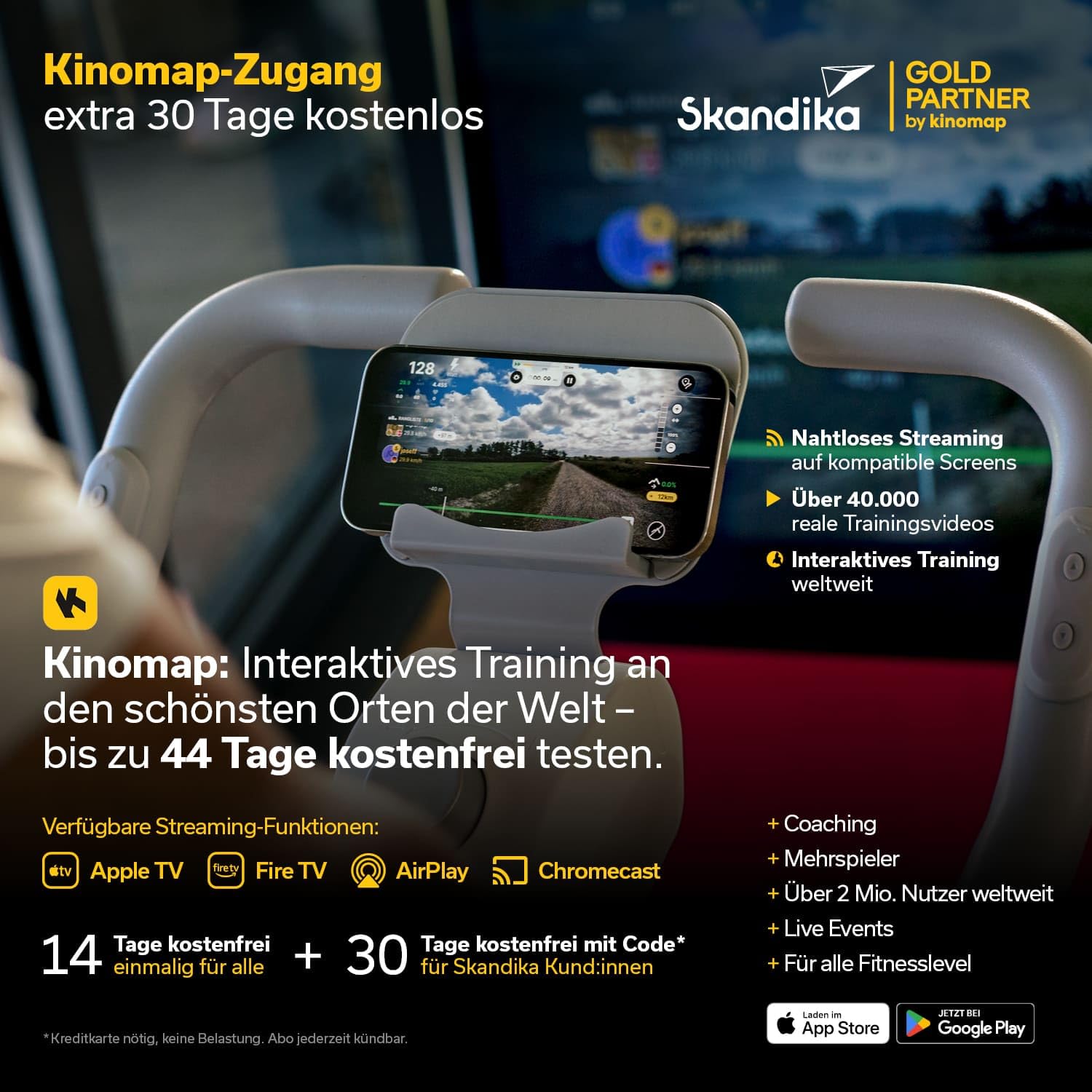 Skandika Ergometer Abisko Weltneuheit | Premium EMS-Widerstand, Smarter Heimtrainer App Steuerung, Automatische Lenker & Satteleinstellung, 36 Widerstandsstufen | Fahrrad Hometrainer für Zuhause