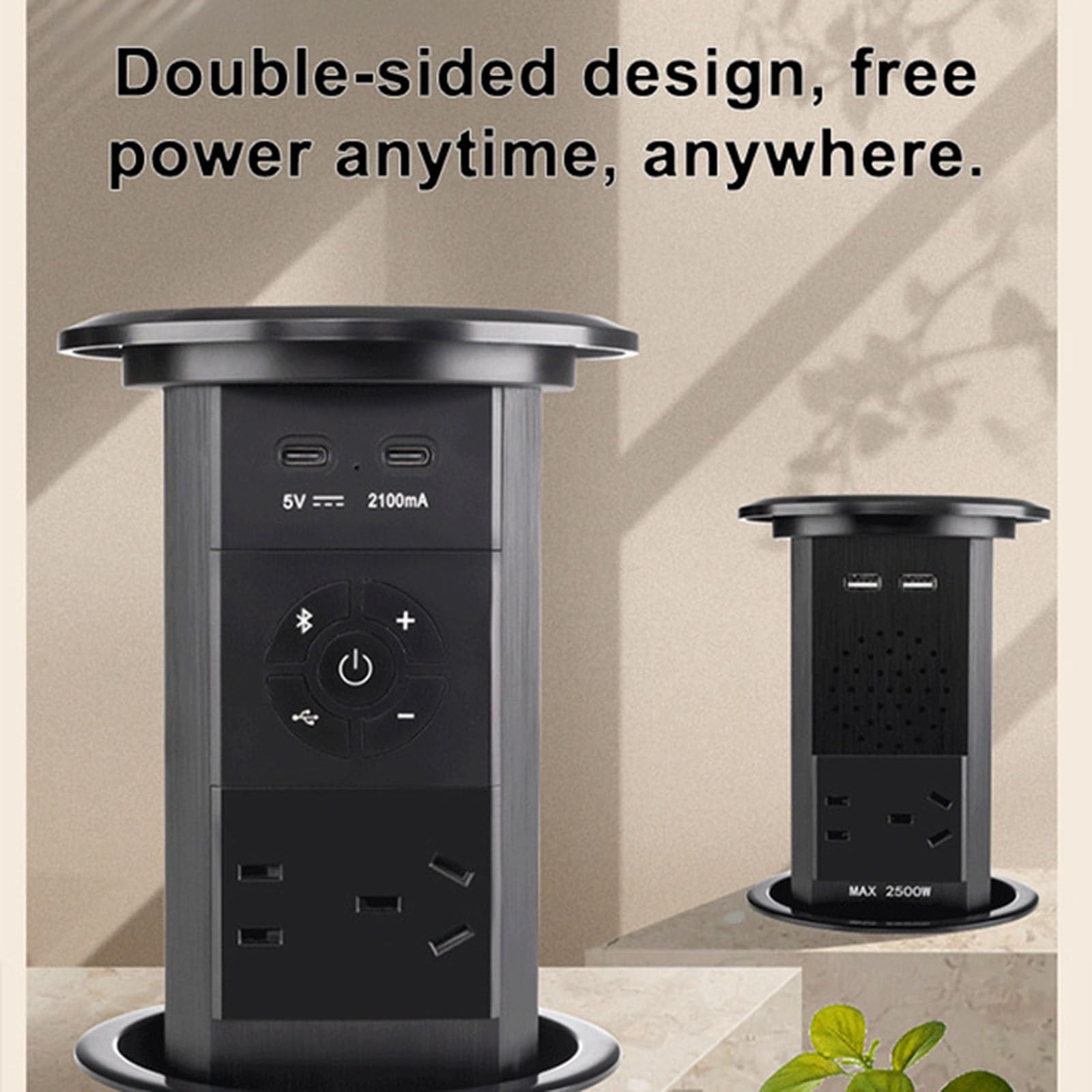 Presa elettrica di sollevamento 2 posizioni spina universale + 2 porte B + 2 tipo C + 15 W wireless + altoparlante Bluetooth presa da tavolo nascosta,B