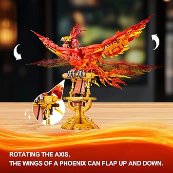Magic Fire Phoenix Set Compatible with Lego, 938PCS Fire Phoenix Toy Collection Model for Adults, Christmas Birthday Gift for Kids Boys Girls