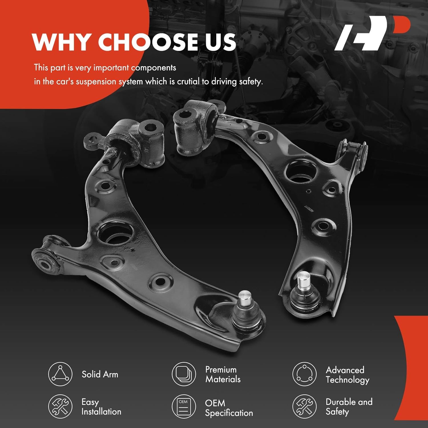 A-Premium 2 x Front Lower Control Arm, with Ball Joint & Bushing, Compatible with Mazda 6 2014-2020
