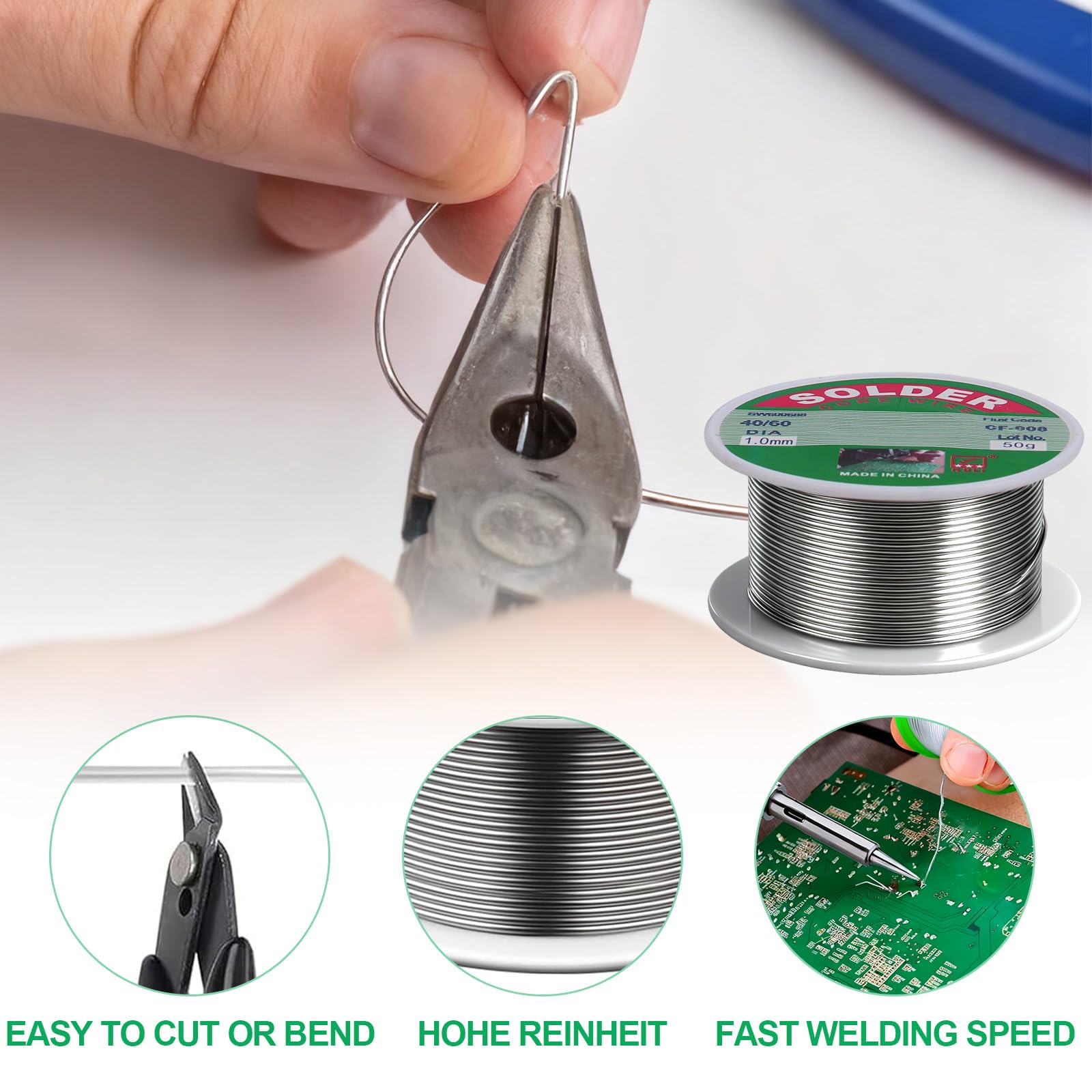 Stagno Per Saldare,Filo Per Saldatura Senza Piombo,Stagno Con Flusso,1 mm,100 g,Senza Piombo,Con Nucleo Di Colofonia,Per La Riparazione,Il Fai Da Te,Componenti Elettronici Per Saldatura