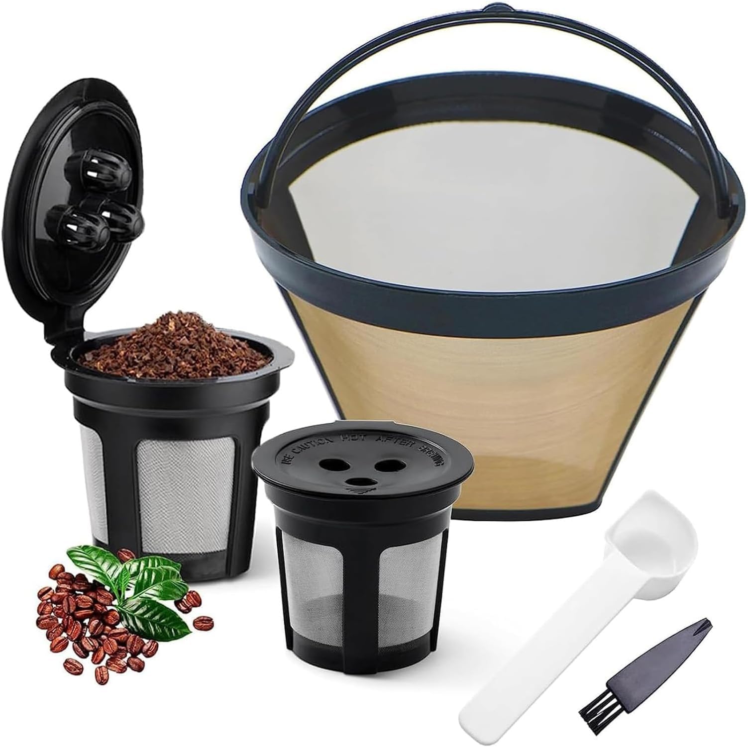 Reusable Coffee Filter Set Compatible with Ninja Dual Brew Coffee Maker Models CFP201,CFP301,CFP305 and CFP405,coffee accessories(1 Pack Coffee Maker Filter & 2 Pack K Cup Reusable Coffee Pods)