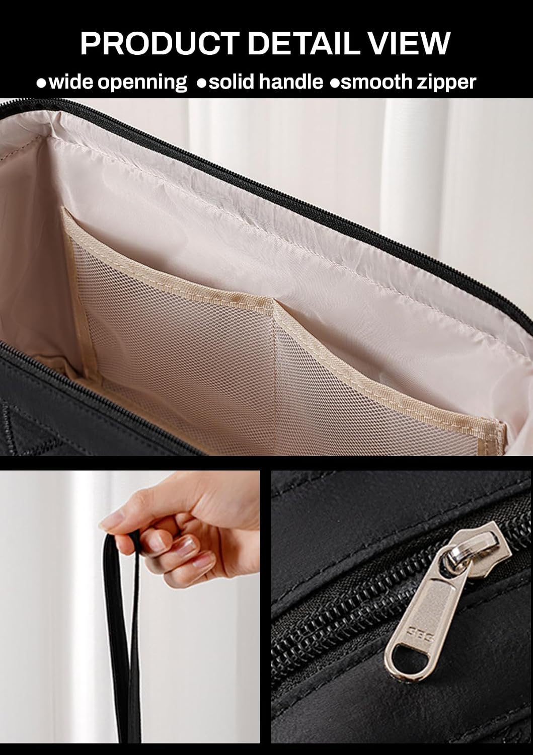 TeeYee Hair Tool Bag Travel Cosmetic Pouch for Dyson Hair Dryer Bow Storage Case Curling Iron Organizer blackbow