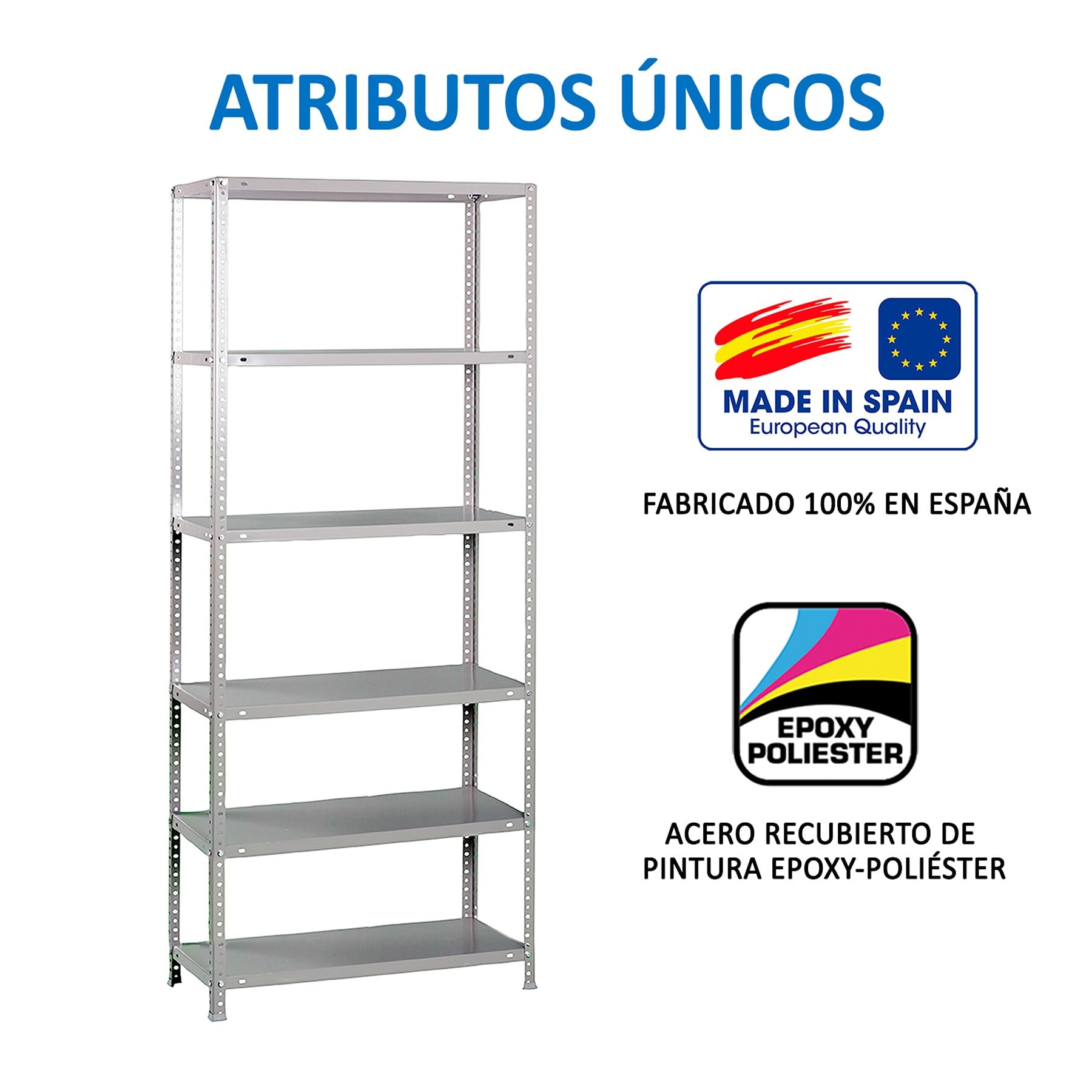Simon Rack Estantería Metálica 2000x800x300 mm - Comfort | 6 Alturas, Bandeja Metal, 100 kg de Punto Flexión, Galvanizado, Pintura anticorrosión, Montaje con tornillo
