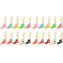 20 Pcs Canvas Shoe Keychain Colorful Enamel Sneaker Lobster Clasp Charms
