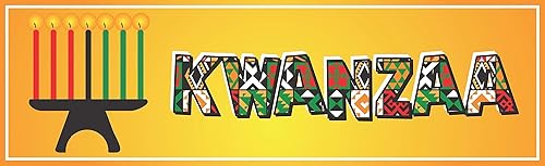 Kwanzaa señal de día festivo en Colorful Cartas con el kinara Estacional Decoración Original Sign Factory divertido