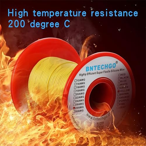 Vista 27 de BNTECHGO Carrete de alambre de silicona calibre 28 de 250 pies, negro, flexible, 28 AWG, alambre de cobre estañado trenzado