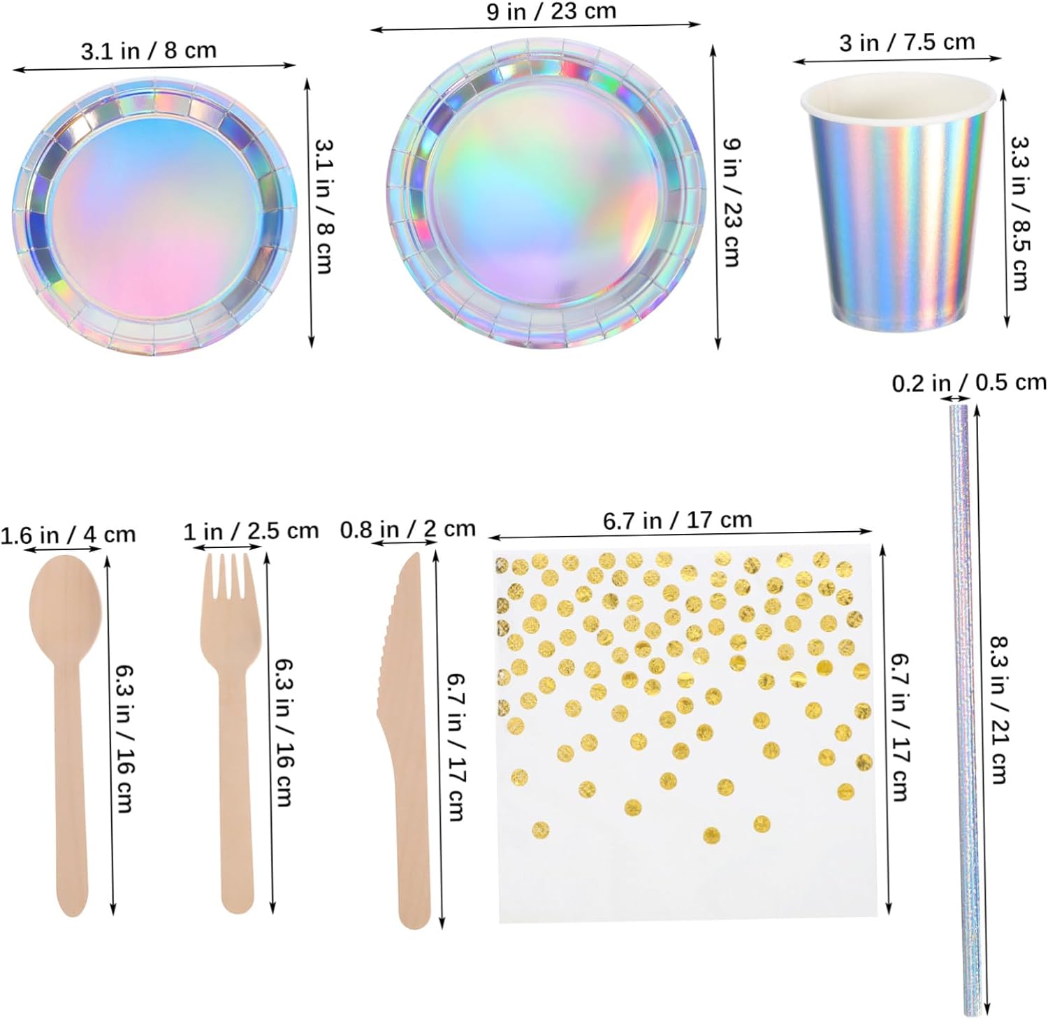 IMIKEYA 25sets Neon Party Supplies Pastel Decorations for Birthday Wedding Iridescent Plates Cups Napkins Party Supplies