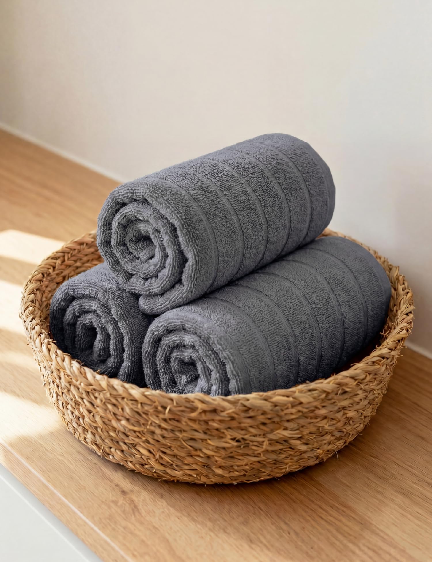 DAMENSCH 100% Cotton Hand Towel, Super Soft for Gym, Ultra Absorbent for Kitchen, Quick Dry, Long Lasting Colours Hand Towel Set- Twilight Grey-image-6